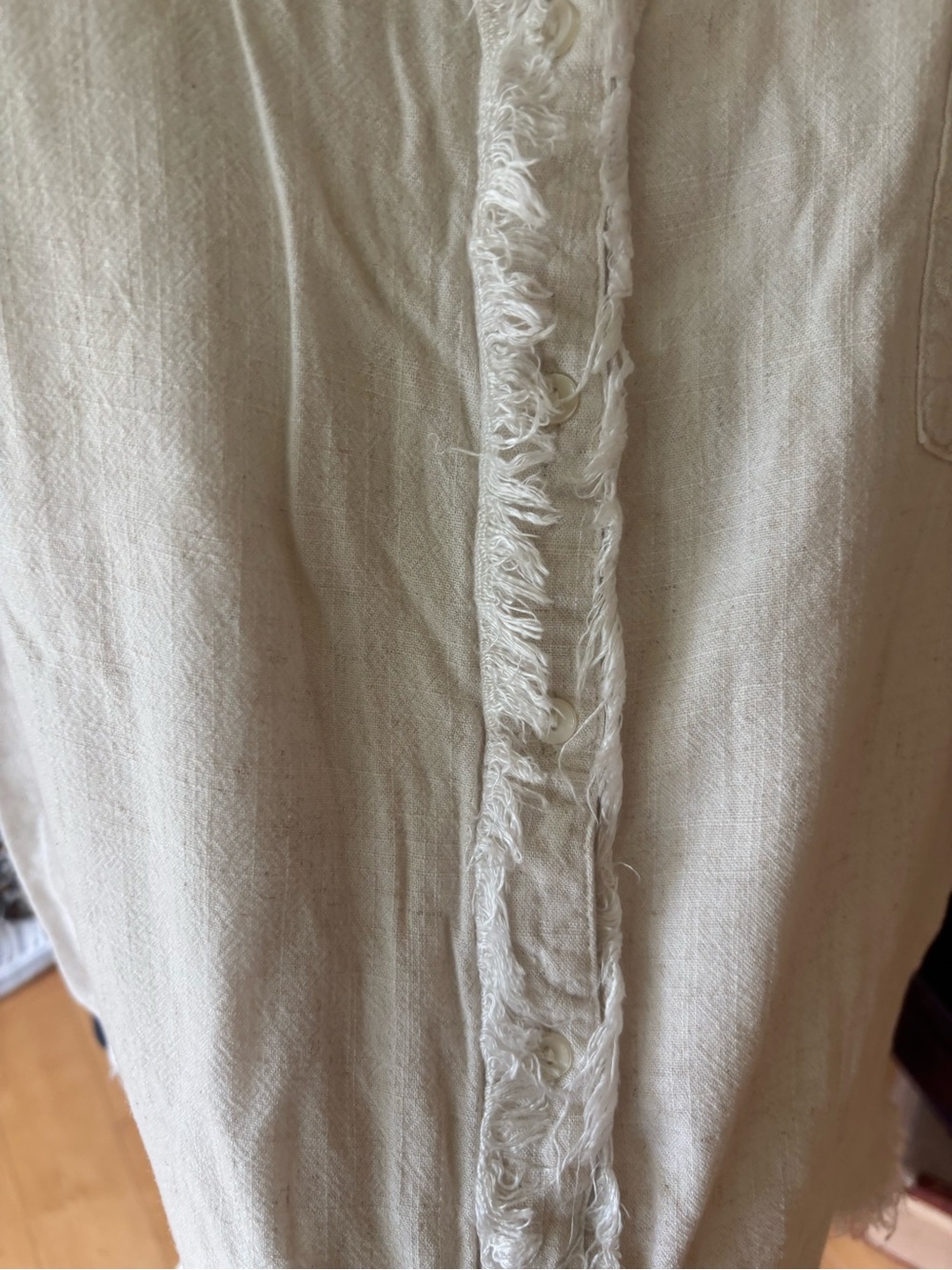 Umgee Cream Lightweight Linen Button-Front Top - Great Boho Vibe, Anthropologie - Picture 4 of 4